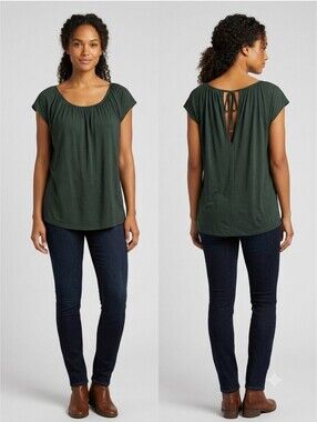 GAP Dark Green Scoop Neck Swing Top